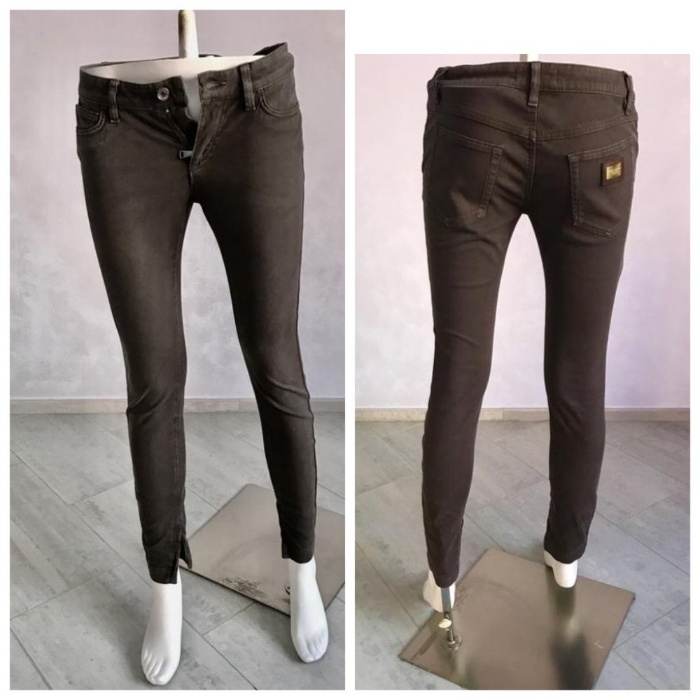 Dolce & Gabbana Italy Cocoa Brown Ankle Zip Skinny Jeans Trousers EU 40 XS S
